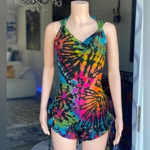 Tie Dye Romper with hoodie